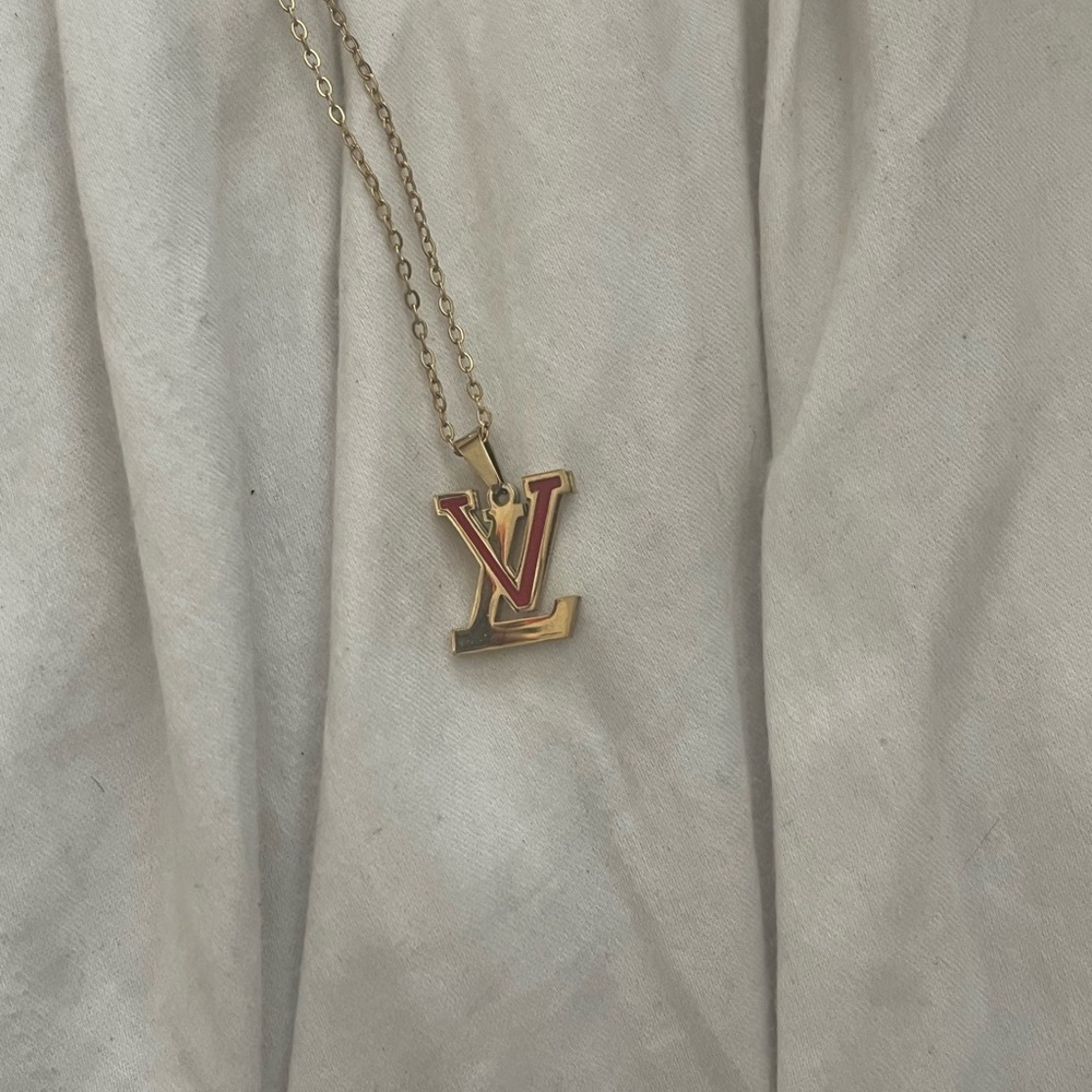 Gold and Red Pendant Necklace